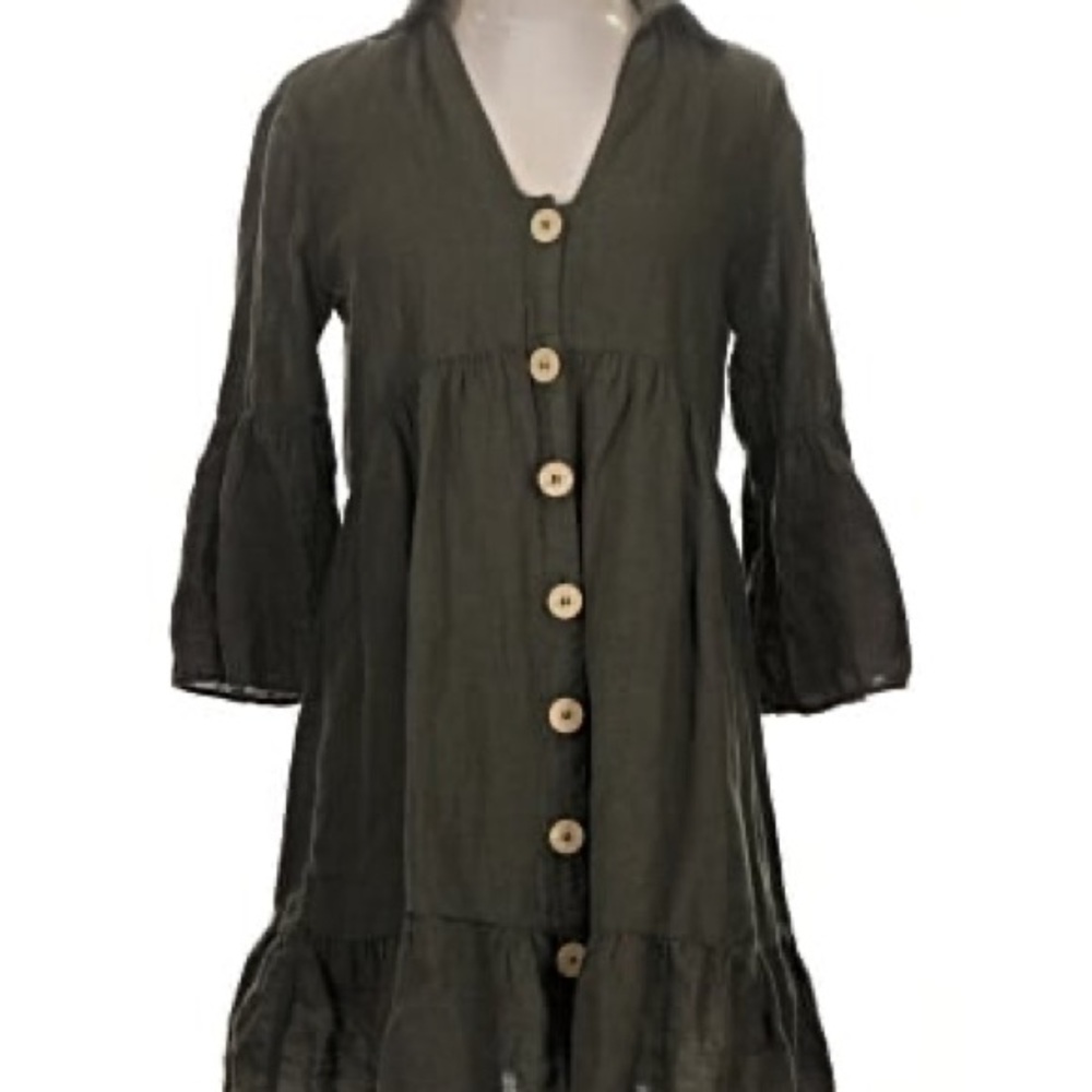 Zara Olive Green Mini Dress with Button Detail